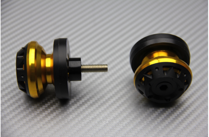 PAIR OF ANODISED ALUMINUM M8 SWING ARM SPOOLS