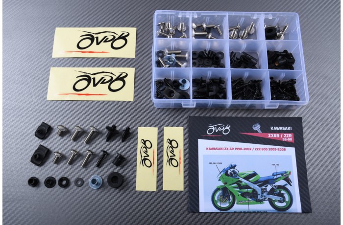 AVDB complementary Hardware / Bolts & Screws Kit for Fairing KAWASAKI ZX6R 1998 - 2002 / ZZR 600 2005 - 2008