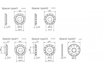 Lote de 4 espaciadores de aluminio M6 DRC Tipo 1 / Tipo 2