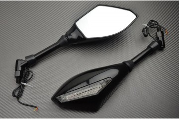 Pair of "Universal" Rearview Mirrors with Integrated Turn Signals for Naked Motorcycles